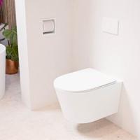 Wandcloset Mondiaz Lavie | Zonder spoelrand | Incl.Toiletzitting-Talc | Keramiek | Talc (wit mat)