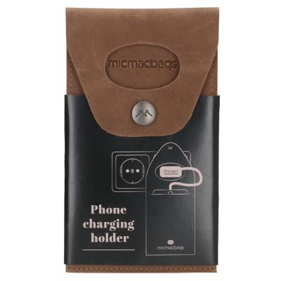 Micmacbags Illinois Leren Telefoon Hoesje voor Opladen Bruin