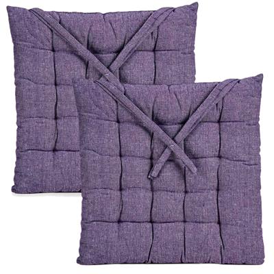 Stoelkussen Decorama - 2x - binnen/buiten - paars - 40 x 40 x 5cm - polyester