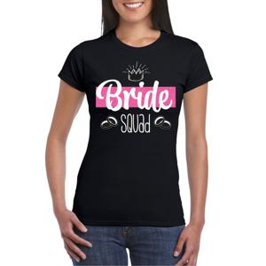 Vrijgezellenfeest t-shirt dames - Bride Squad - zwart - glitter - huwelijk/trouwen