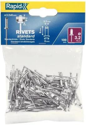 Rapid Standaard snelle klinknagel Ø3.2 x 8 mm - 5000377