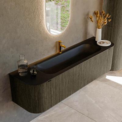 Badmeubel Mondiaz Kurve | 170 cm cm | Meubelkleur Shadow | Wastafelkleur Urban | Solid surface | Wasbak midden spoelbak | 1 kraangat