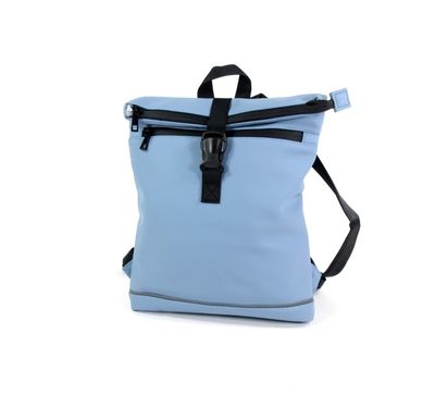Roltop rugzak Jefferson mat rubber PU licht blauw Roltop rugzak Jefferson mat rubber PU licht blauw
