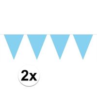 2x  Mini vlaggetjeslijn slingers verjaardag baby blauw   -