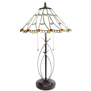 LumiLamp Tiffany Tafellamp Ø 41x68 cm Beige Glas Rond Tiffany Bureaulamp Beige Tiffany Bureaulamp