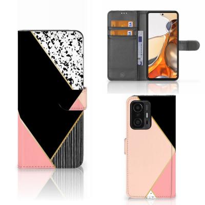 Xiaomi 11T | 11T Pro | Book Case | Zwart Roze Vormen
