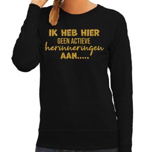 Apres ski sweater dames - geen actieve herinnering - zwart - glitter goud - wintersport - skieen