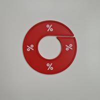 Maatring 9 cm rood/wit %