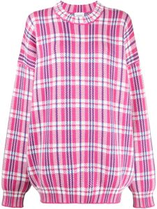 VETEMENTS pull en laine vierge à carreaux en intarsia - Rose