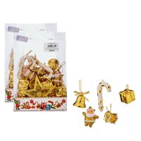 48x stuks kunststof kerstornamenten inclusief piek goud voor een mini kerstboom   -