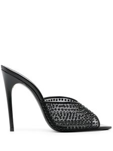 Saint Laurent mules en cuir à ornements en cristal 120 mm - Noir