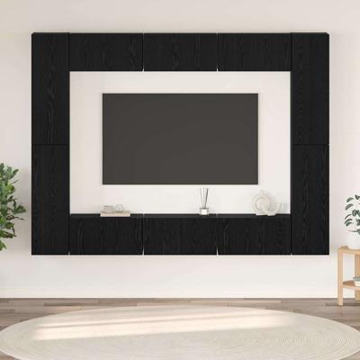 Tv-meubelset 10 pcs Zwart eiken Medium 30.5 x 30 x 90 cm