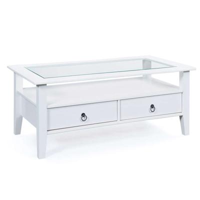 Leen Bakker - Salontafel Provence - 45x115x60 Cm - Hout/Glas - Wit