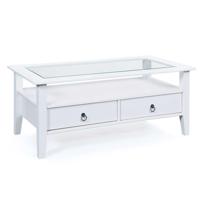 Leen Bakker - Salontafel Provence - 45x115x60 Cm - Hout/Glas - Wit