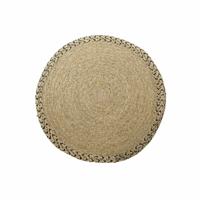 Tapijt DKD Home Decor 140 x 0,5 x 140 cm Natuurlijk Polyester Tweekleurig Tropisch