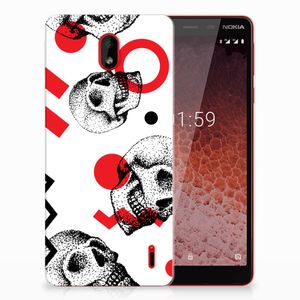 Silicone Back Case Nokia 1 Plus Skull Red