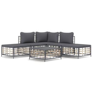 The Living Store Hoekbank Loungeset - Antraciet - Poly rattan - 72 x 72 x 66 cm - Weerbestendig materiaal