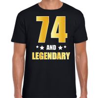 74 and legendary verjaardag cadeau t-shirt goud 74 jaar zwart voor heren