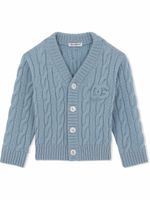 Dolce & Gabbana Kids cardigan en maille torsadée à logo - Bleu