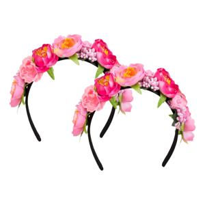 Carnaval verkleed Tiara/diadeem - 2x - Tropische bloemen - dames/meisjes - Fantasy/Tropical/Hawaii t