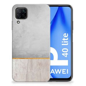 Huawei P40 Lite Bumper Hoesje Wood Concrete