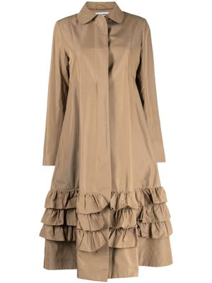 Molly Goddard manteau Lacey à volants - Marron