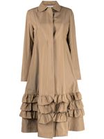 Molly Goddard manteau Lacey à volants - Marron