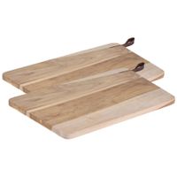 Set van 2x stuks houten snijplanken/serveerplanken met leren hengsel 40 cm