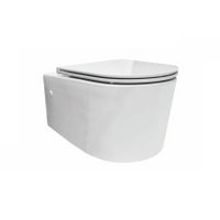 Wandcloset Wiesbaden Flow Rimless met Flatline Toiletzitting Wit
