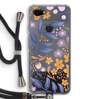 Flowers with blue leaves: Pixel 3a Transparant Hoesje met koord