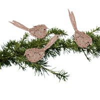 3x Kerstboomversiering glitter roze vogeltjes op clip 12 cm