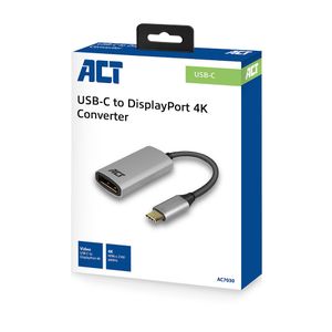 ACT AC7030 kabeladapter/verloopstukje USB-C DisplayPort Grijs
