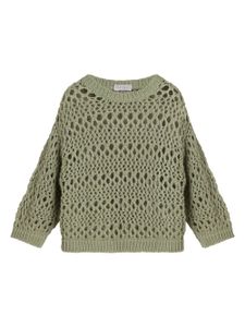 Brunello Cucinelli Kids pull en coton mélangé - Vert