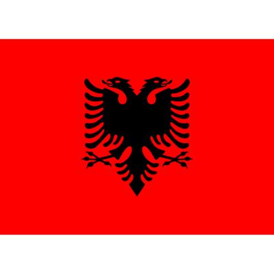 Vlag Albanie - 90 x 150 cm - feestartikelen - Landen thema - supporter - decoratie - met ringen