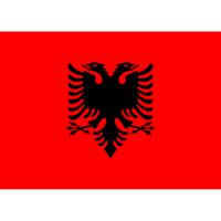Vlag Albanie - 90 x 150 cm - feestartikelen - Landen thema - supporter - decoratie - met ringen