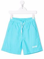 MSGM Kids short de bain à logo imprimé - Bleu - thumbnail