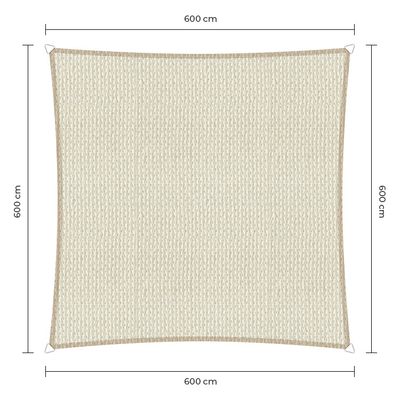 Sunfighter schaduwdoek vierkant ivoor 6x6m.