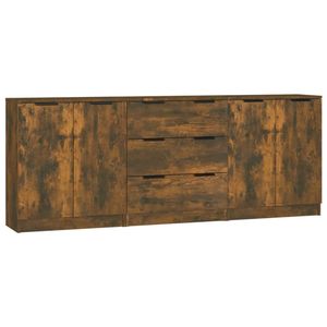 The Living Store Dressoir Gerookt Eiken - 60x30x70 cm - Bewerkt hout