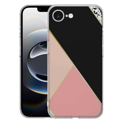 TPU Hoesje iPhone 16e - Zwart Roze Vormen Backcover TPU Hoesje iPhone 16e - Zwart Roze Vormen Backcover