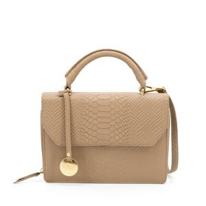 Leren dames handtas - taupe slangenprint - MŌSZ Kris L