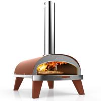 ZiiPa Pizza Oven Piana - Houtgestookt - met Thermometer - Terracotta - voor ø 30 cm pizza&apos;s - Roterende pizzasteen