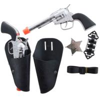 Speelgoed cowboy holster met pistolen - verkleed accessoire set - 7-delig