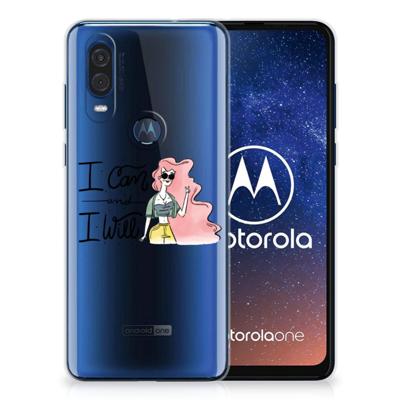 Motorola One Vision Telefoonhoesje met Naam i Can Motorola One Vision Telefoonhoesje met Naam i Can
