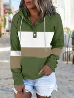 Casual Multicolor Panel Knit Long Sleeve Hoodie