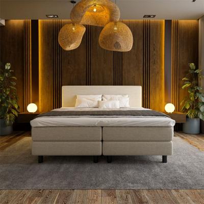 2-Persoons Boxspring Hotel - Beige 140x200 cm - Pocketvering - Inclusief Topper - Dekbed-Discounter.nl
