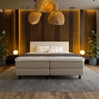 2-Persoons Boxspring Hotel - Beige 140x220 cm - Pocketvering - Inclusief Topper - Dekbed-Discounter.nl