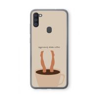 Aggressively drinks coffee: Samsung Galaxy A11 Transparant Hoesje