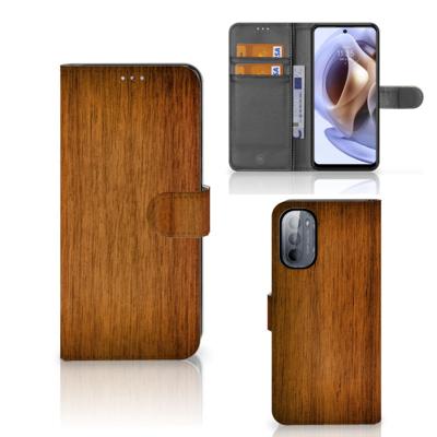 Motorola Moto G31 | G41 | Book Style Case | Donker Hout