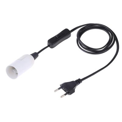 E14 Wire Cap schakelaar lamp houder kroonluchter stopcontact met 1.5 m verlengkabel EU stekker (wit)