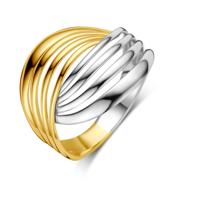 14k Bicolor Wit- en Geelgouden Ring - Breedte 16mm